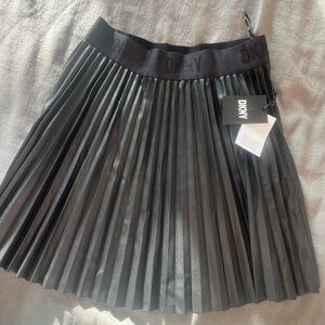 DKNY Charcoal A-Line Pleated Skirt